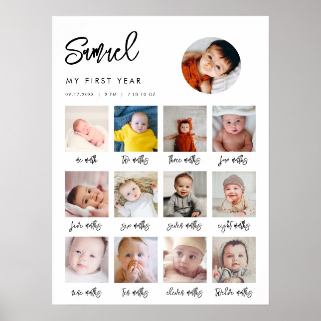 Poster Contemporâneo Meu Sinal de Foto de Aniversário de  (Frente)