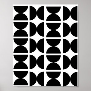 Poster Contemporâneo Preto e Branco Retro Meia Lua 70s