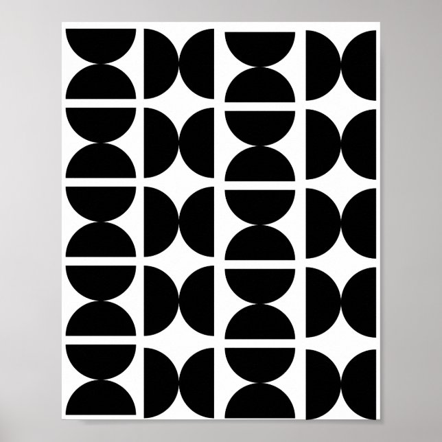 Poster Contemporâneo Preto e Branco Retro Meia Lua 70s  (Frente)