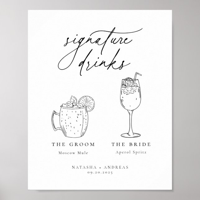 Poster Contemporary Chic Minimalist Signature Drinks (Frente)