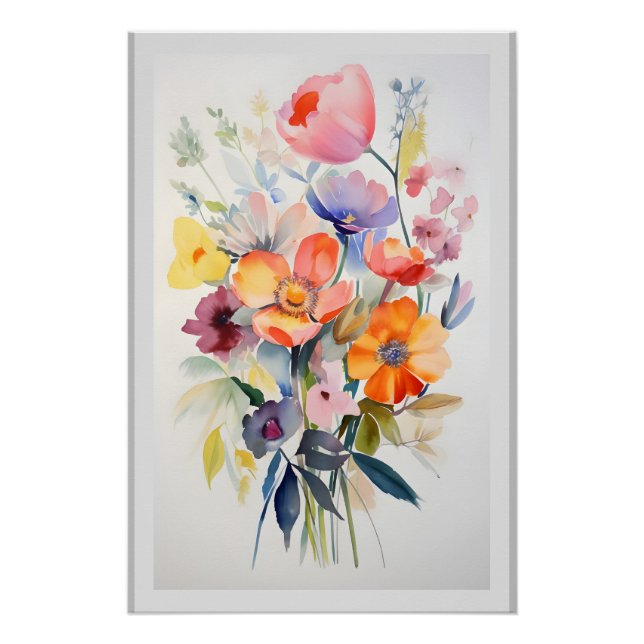 Pôster Contemporary Floral Wall Decor Art # 1 (Frente)
