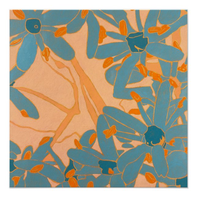 Pôster Contemporary Leaf Design in Peach (Frente)