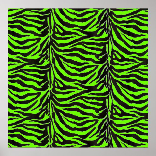 Poster Contexto de Textura em Pele de Zebra Neon Verde (Frente)