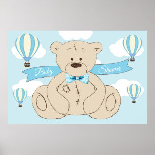 Poster Contexto do urso de ursinho, é um menino, chá de
