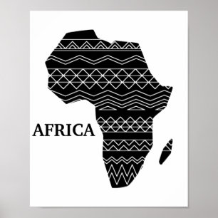 Poster Continente Africano Preto e Branco