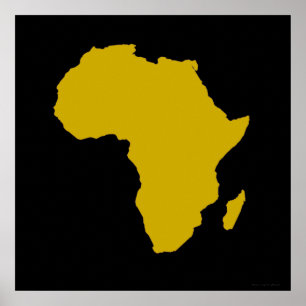 Poster Continente de África - Dourado Negrito