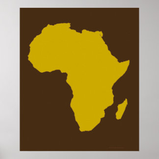 Pôster Continente de África - Dourado Negrito