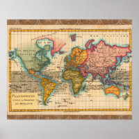 Continentes Antigos do Mapa Mundial dos Anos 1700
