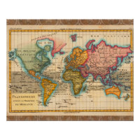 Continentes Antigos do Mapa Mundial dos Anos 1700