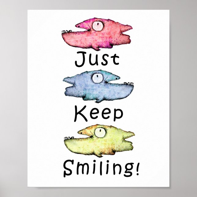 Poster Continue Sorridente! Peixe colorido e dentuço (Frente)