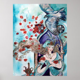 POSTER CONTO DE FADAS ORIENTAL/PRINCESA, ROSAS VERMELHAS