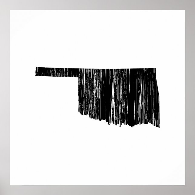 Pôster Contorno de Estado de Oklahoma em Perturbação (Frente)