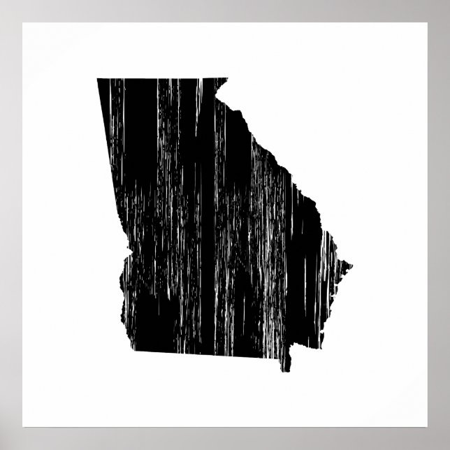 Pôster Contorno do Estado da Geórgia em apuros (Frente)