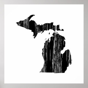 Poster Contorno do estado de Michigan em apuros