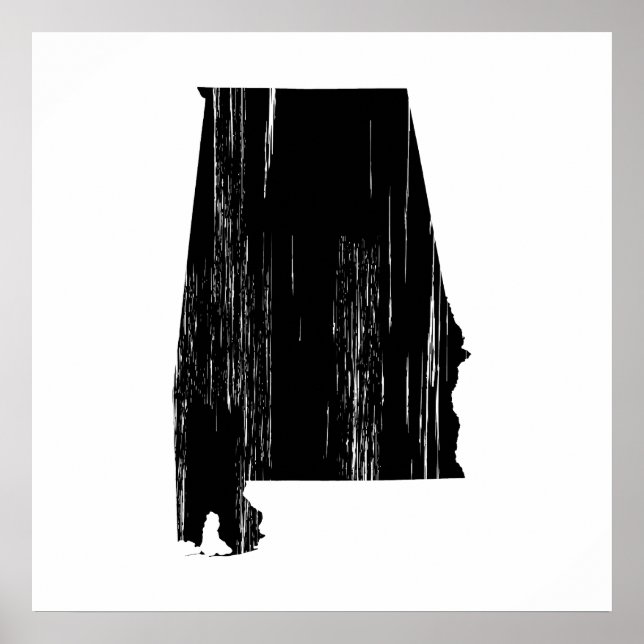 Pôster Contorno do Estado do Alabama em apuros (Frente)