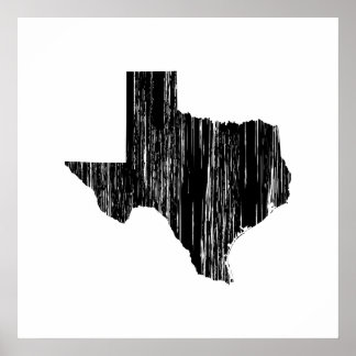 Poster Contorno do Estado do Texas em apuros