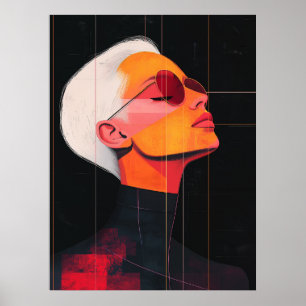Poster Contornos Cromáticos — Retrato de Mulher Moderna