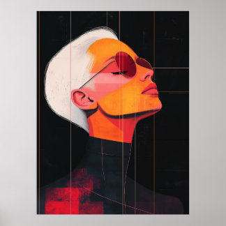 Poster Contornos Cromáticos — Retrato de Mulher Moderna