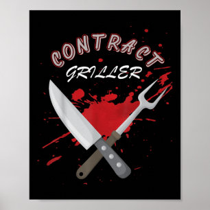 Poster Contrato Griller Funny Grill Barbecue Churrasco Sh