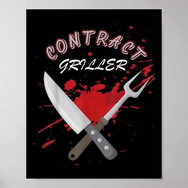 Poster Contrato Griller Funny Grill Barbecue Churrasco Sh (Frente)