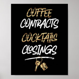 Poster Contratos de Café do Realtor Coquetéis Coquetéis C