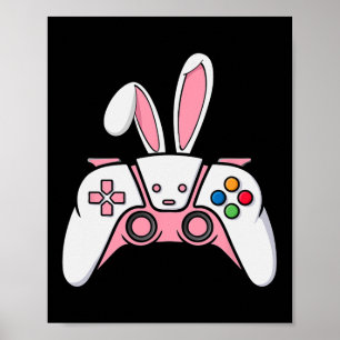 Poster Controlador de Jogo com Ouvidos Coelhinhos Gamin P