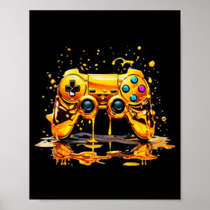 Poster Controlador de Jogo de Vídeo Gold Splash Gamer Dou
