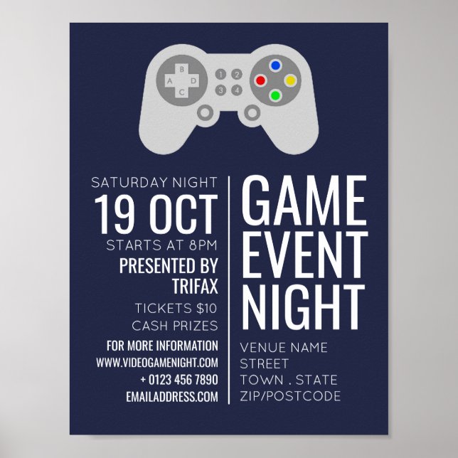 Poster Controlador de jogos, Anúncio de eventos de jogos (Frente)