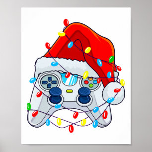 Poster Controlador de Video Game de Natal Papai Noel Game