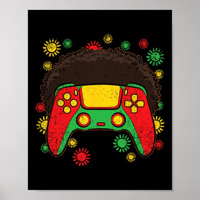 Poster Controlador de videogame Afro Mês da História Negr (Frente)