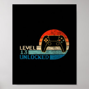 Poster Controlador de Videogame Desbloqueou o Nível 13 An