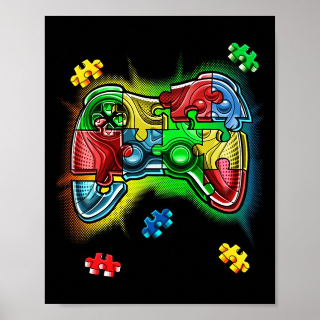 Poster Controlador de videogame quebra-cabeça peça Consci (Frente)