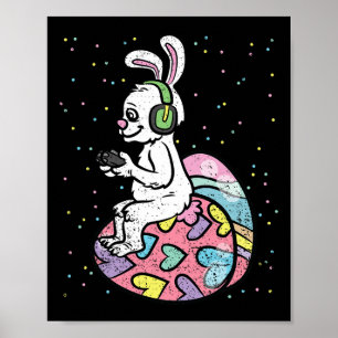 Poster Controladora de Jogos de Páscoa Bunny Gamer