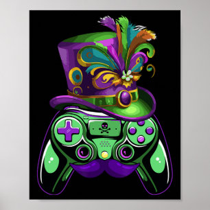 Poster Controladora de jogos Mardi Gras Gamers Kids Girls