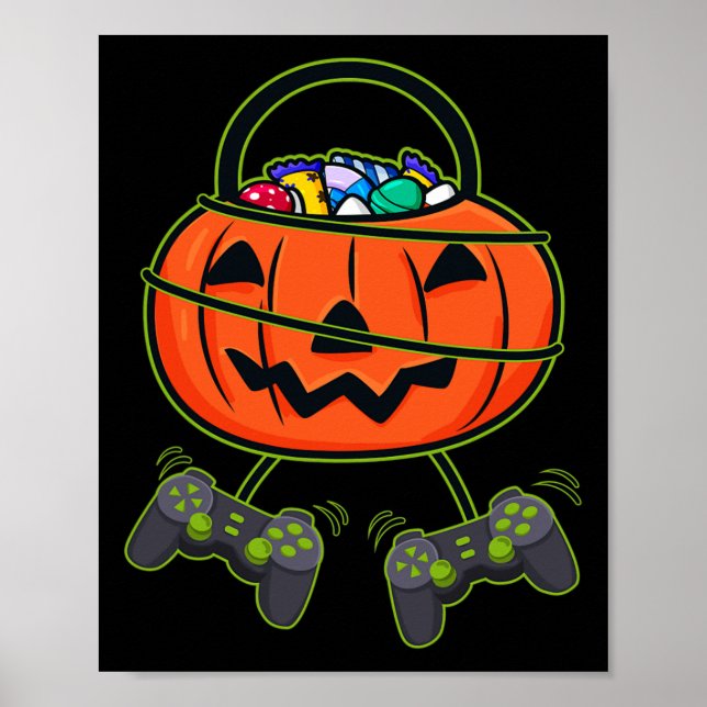 Poster Controladores Halloween Jack O Lantern Candy Baske (Frente)