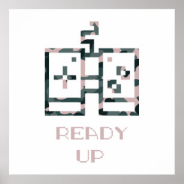 Poster Controle de Jogo Camuflado Rosa Pronto Jogador