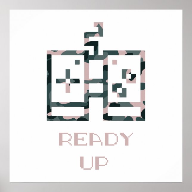 Poster Controle de Jogo Camuflado Rosa Pronto Jogador (Frente)