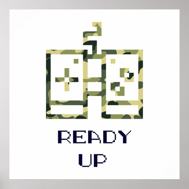 Poster Controle de Jogo de Vídeo Camuflado Pronto para Jo (Frente)