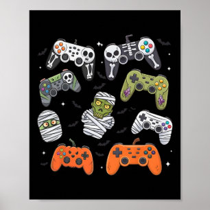 Poster Controle de Jogos de Halloween Retro Esqueleto Jog
