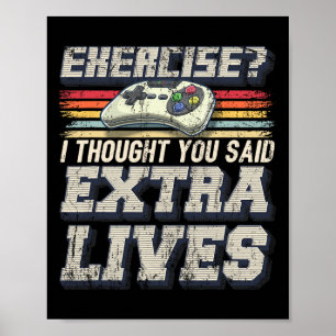 Poster Controle de Video Game Engraçado Vidas Gamer Retro