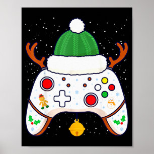 Poster Controle de Video Game Gamer de Natal Gamepad 
