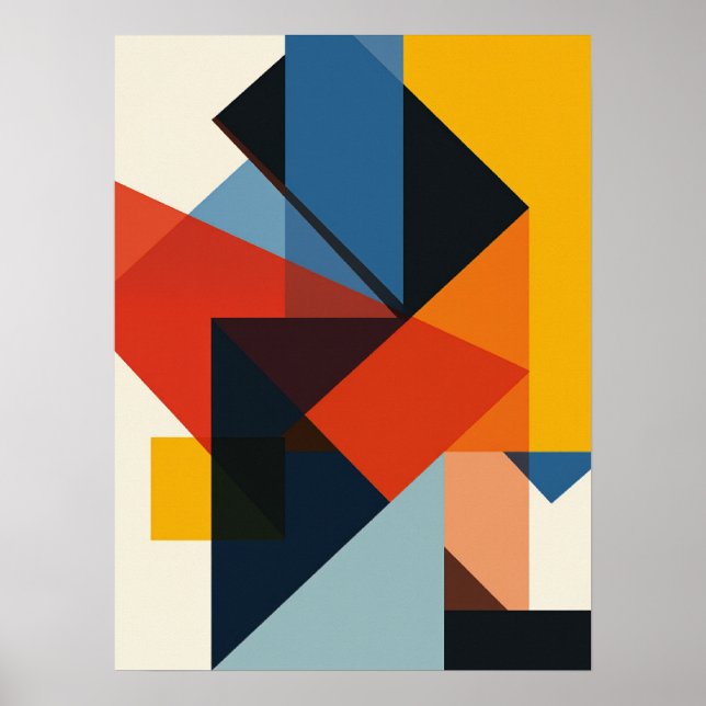 Poster Controlled Chaos Grid Geometric Abstract Art (Frente)