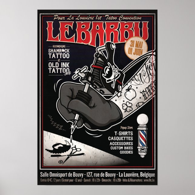 Poster Convenção sobre Popup Store & Tattoo do Le BARBU (Frente)