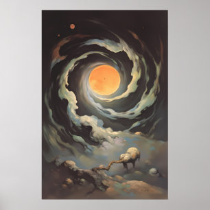 Poster Convergência Celestial - Estrelas Cósmicas Surreai