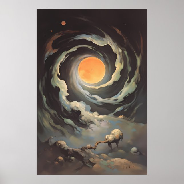 Poster Convergência Celestial - Estrelas Cósmicas Surreai (Frente)