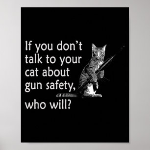 Poster Converse com seu gato sobre segurança de armas eng