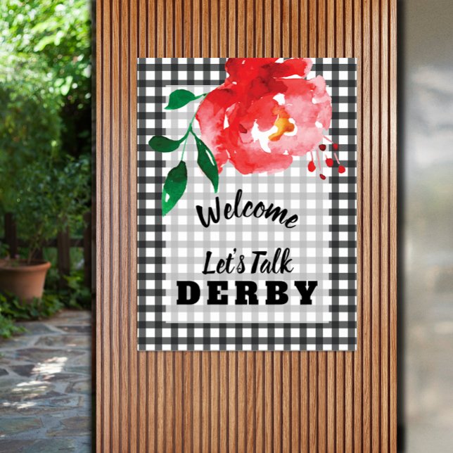 Poster Converse Derby comigo Rosa vermelha em Gingham Wel (Talk Derby to Me Red Rose on Gingham Welcome Poster - PRINTED and/or INSTANT DOWNLOAD)