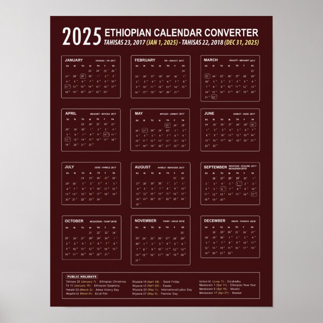 Poster Conversor de Calendário Etíope 2025 (Frente)
