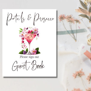 Poster Convidados de Casamento Rosa Bege Pétalas & Prosec