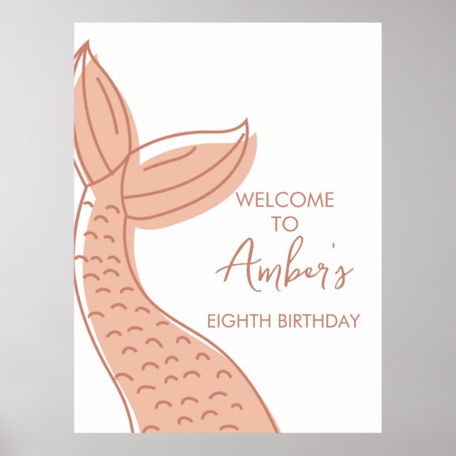 Poster Convite À Sereia, Minimalista, Sob O Mar, (Frente)